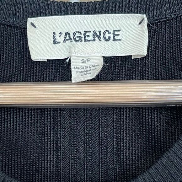 L'AGENCE Shelby Bodycon High Neck Dress in Black. Size S - Picture 5 of 5